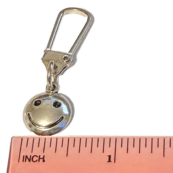 Smiley Face Zipper Pull Bag Purse Charm Silver Tone Locking Clasp Smile Happy - Picture 4 of 10
